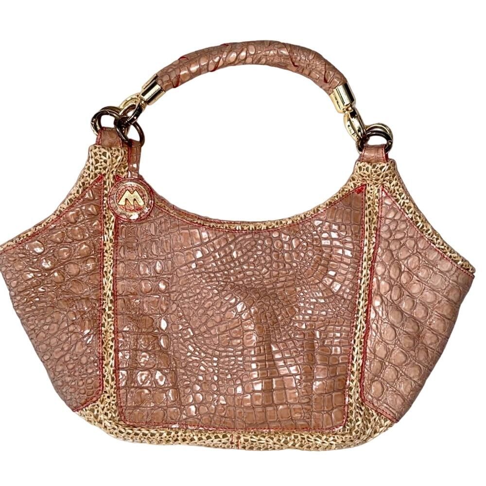Mania Made in Italy Large Faux Croc Straw Handbag !
